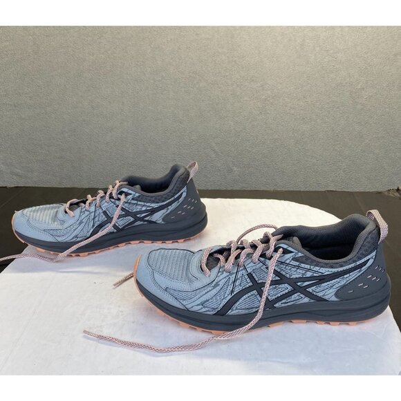 Asics Frequent Trail‎ Athletic Running Shoes Gray Salmon Pink Women's Size 10 - Picture 1 of 7